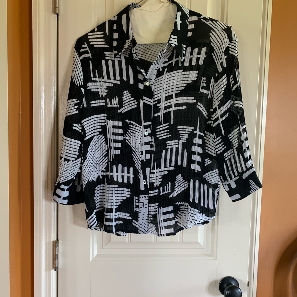 Black and white blouse